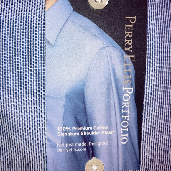 NWT Perry Ellis portfolio pinstripe button down shirt - Picture 6 of 6